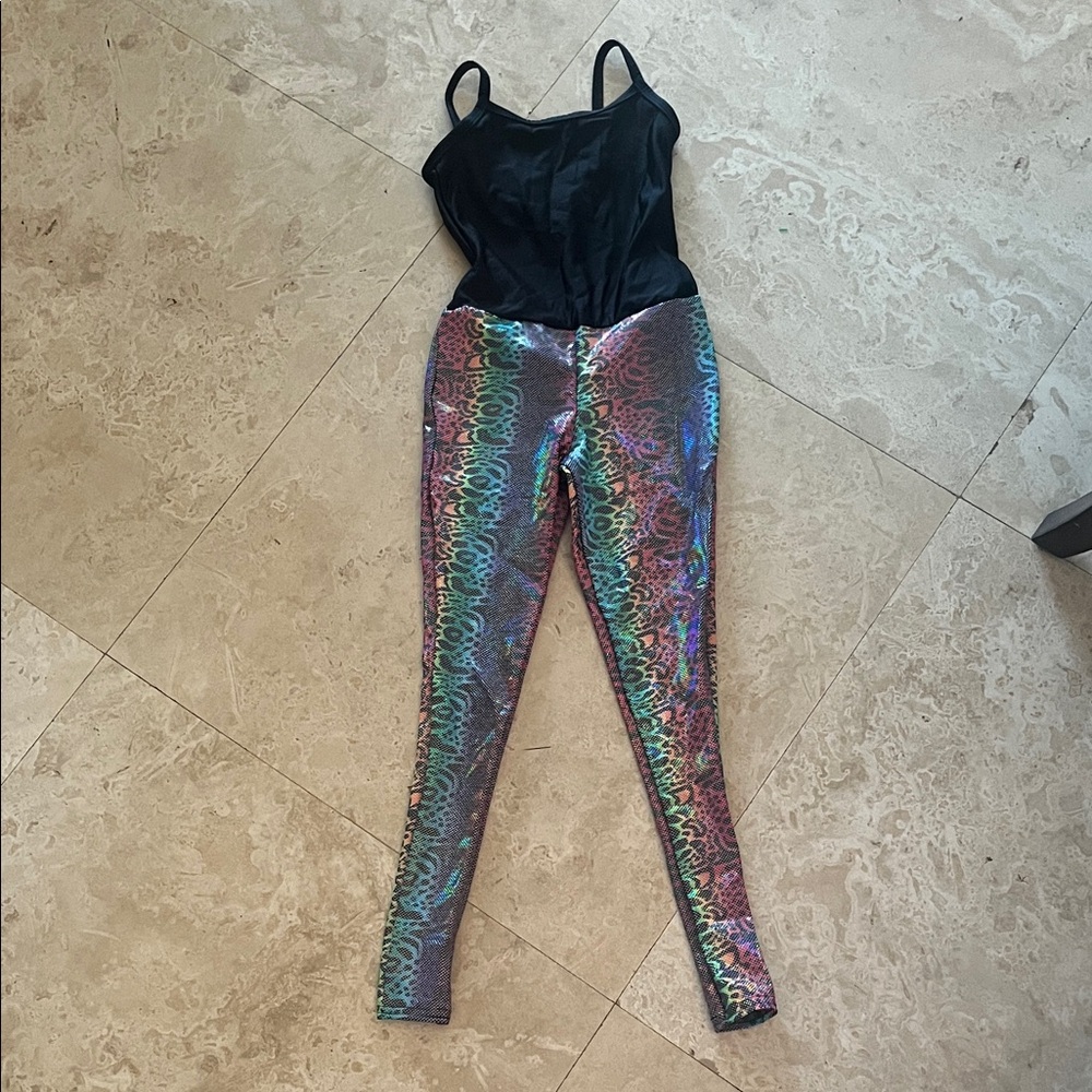 Kids Holographic Black and Multicolor Leggings Set